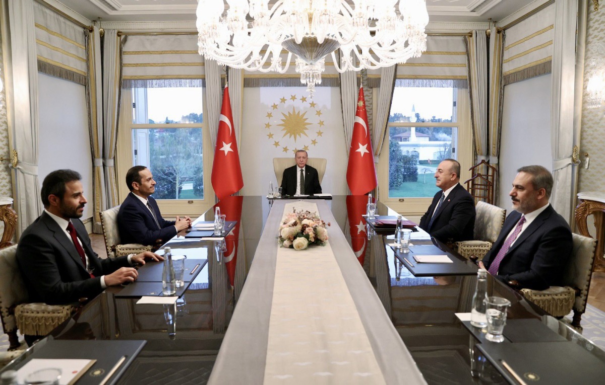 الرئيس التركي رجب طيب أردوغان يستقبل نائب رئيس مجلس وزراء وزير خارجية قطر