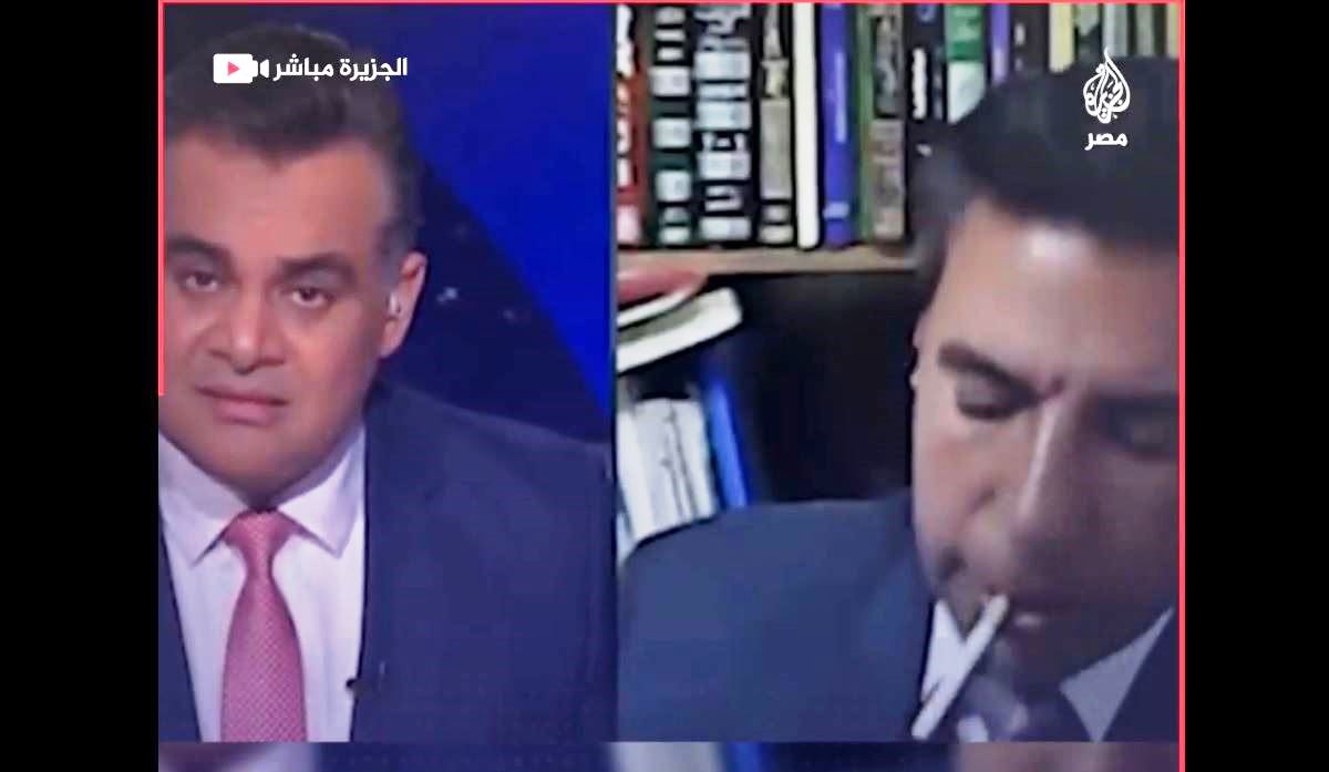 كيف رد مذيع الجزيرة على محام مصري أشعل سيجارة على البث المباشر؟