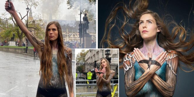 تركت طائرا يعشش في شعرها 84 يوما.. ناشطة تجول شوارع لندن عارية من أجل الطيور! (فيديو)