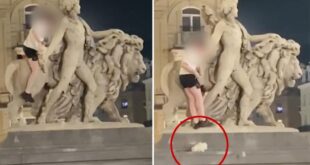 سائح ثمل يتلف تمثال بورصة بروكسل بعد ترميمه الذي استغرق 3 سنوات (فيديو)